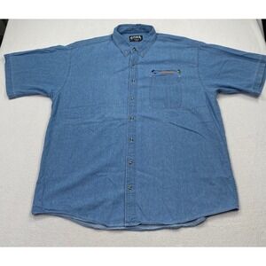 Copa Banana Sport Fishing Button Down Shirt Size XXL Blue Denim Short Sleeve